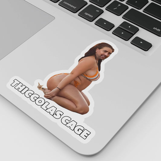 Thiccolas Cage "Thick Nicolas Cage" Funny Thicc Nicolas, Meme Sticker Parody Waterproof Vinyl Sticker for Laptop, Hydroflask, or Car