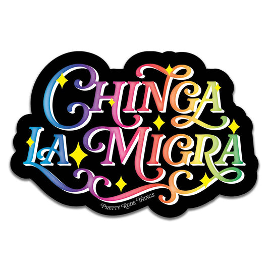 Chinga La Migra, F*ck ICE, Pro Immigration Sticker: White / Dots