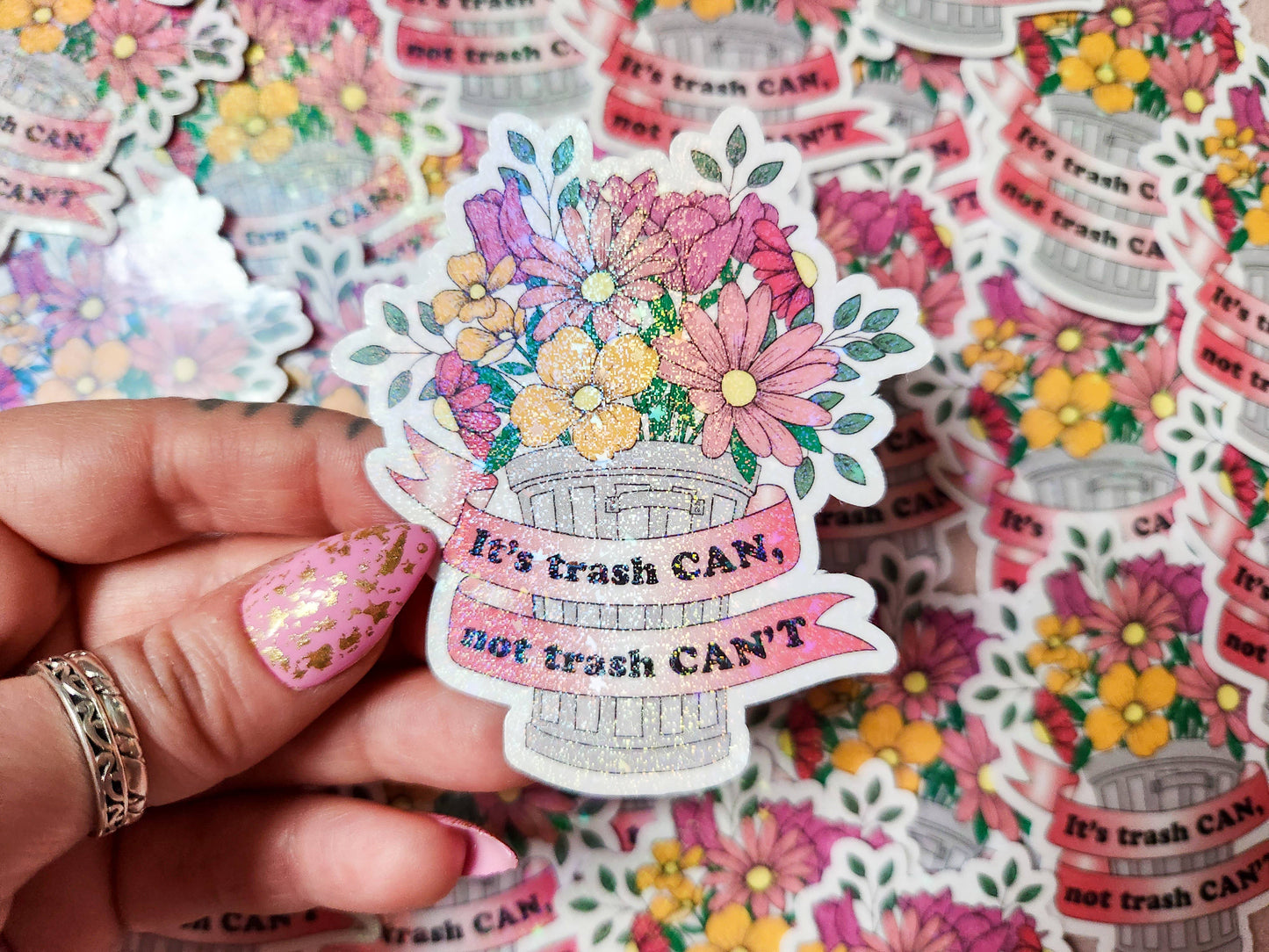 "It's trash CAN, not trash CAN'T" Waterproof sticker, 2.6x3