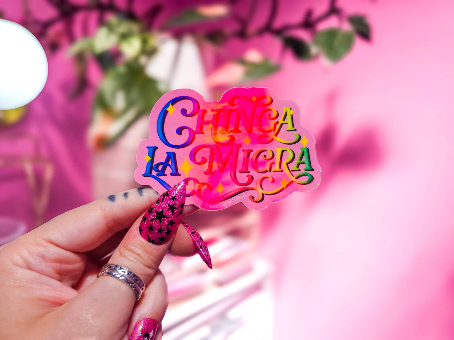 Chinga La Migra, F*ck ICE, Pro Immigration Sticker: White / Dots
