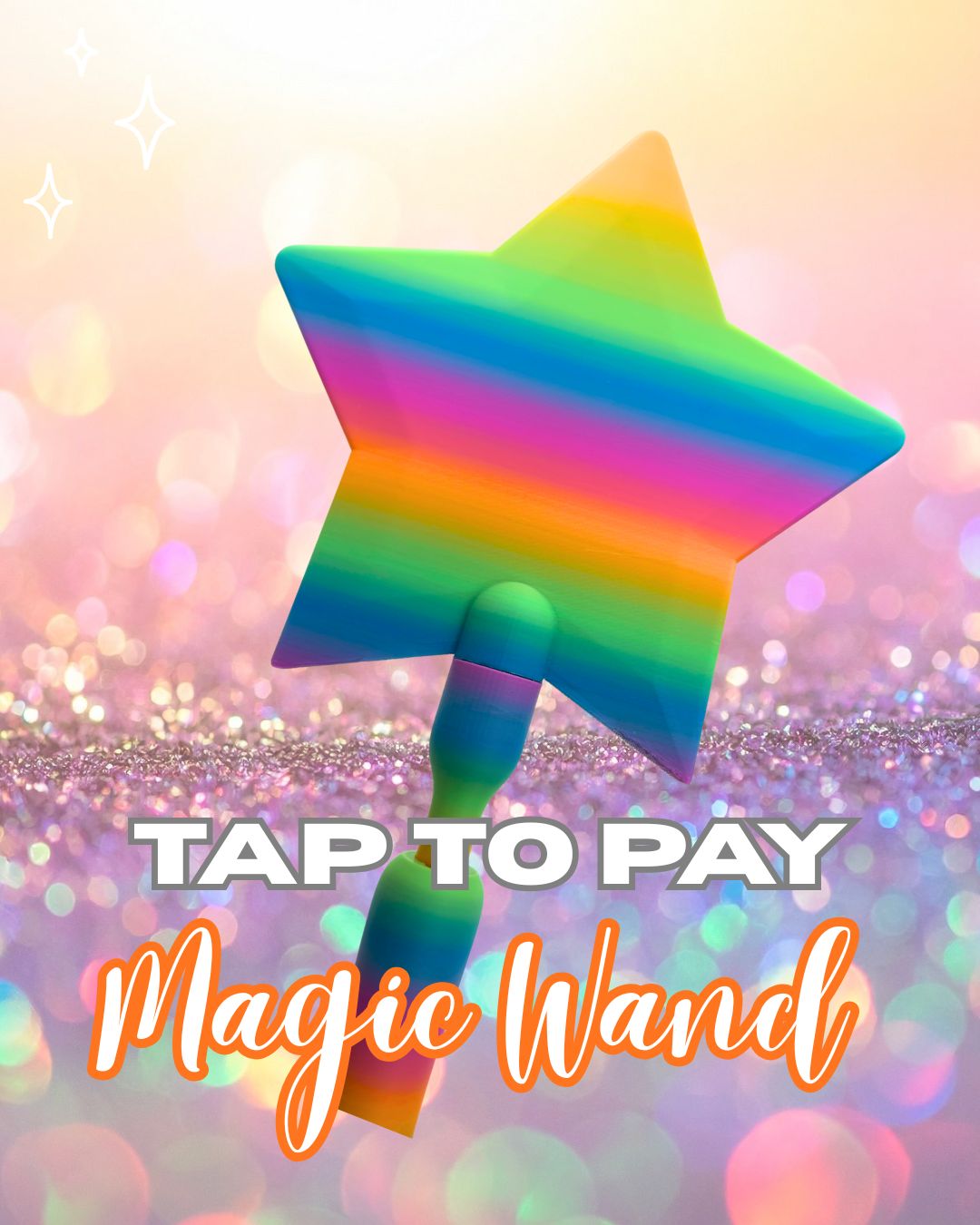 Tap to Pay Magic Star Wand - 3D Printed Credit Card Holder: Rainbow