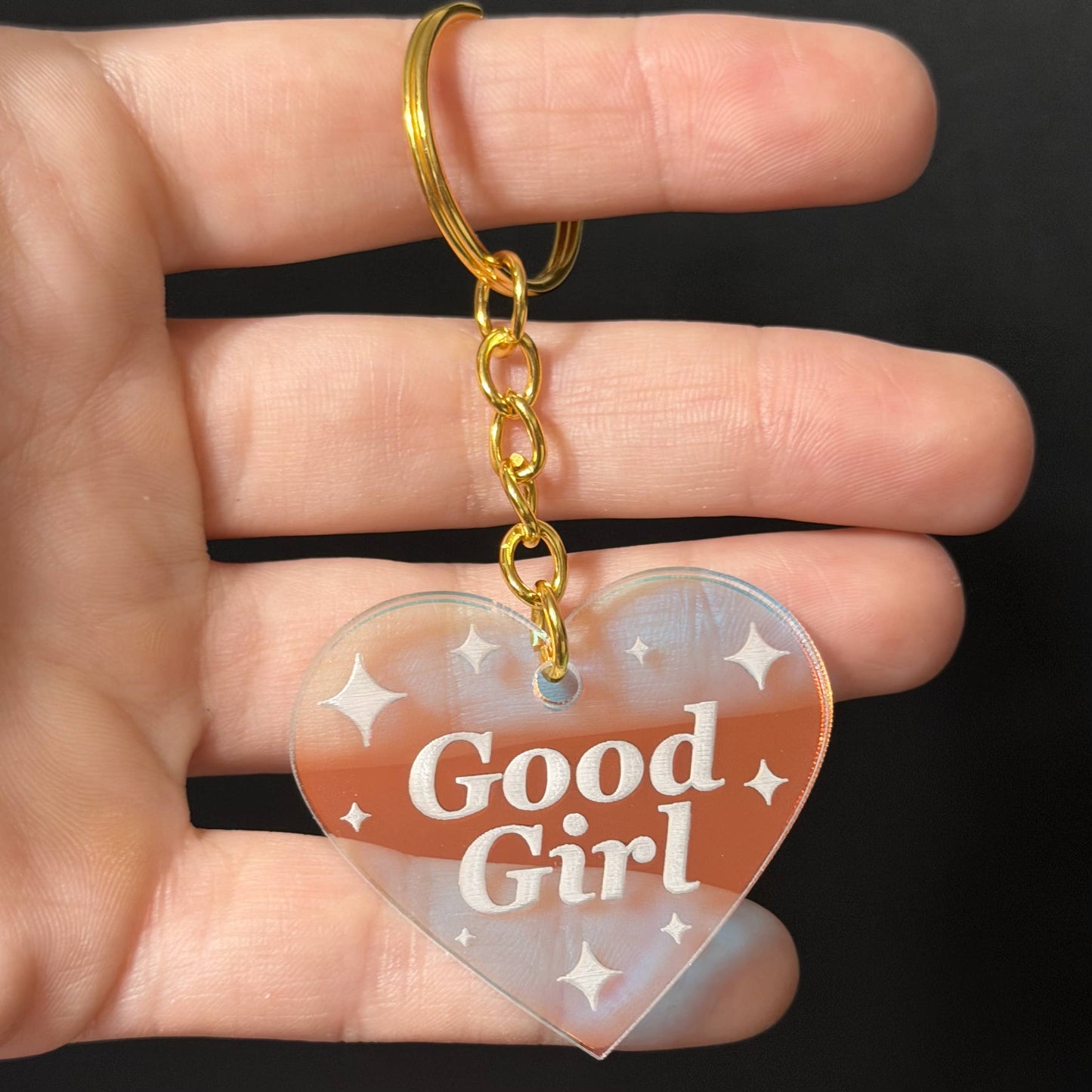 Good Girl Iridescent Acrylic Keychain
