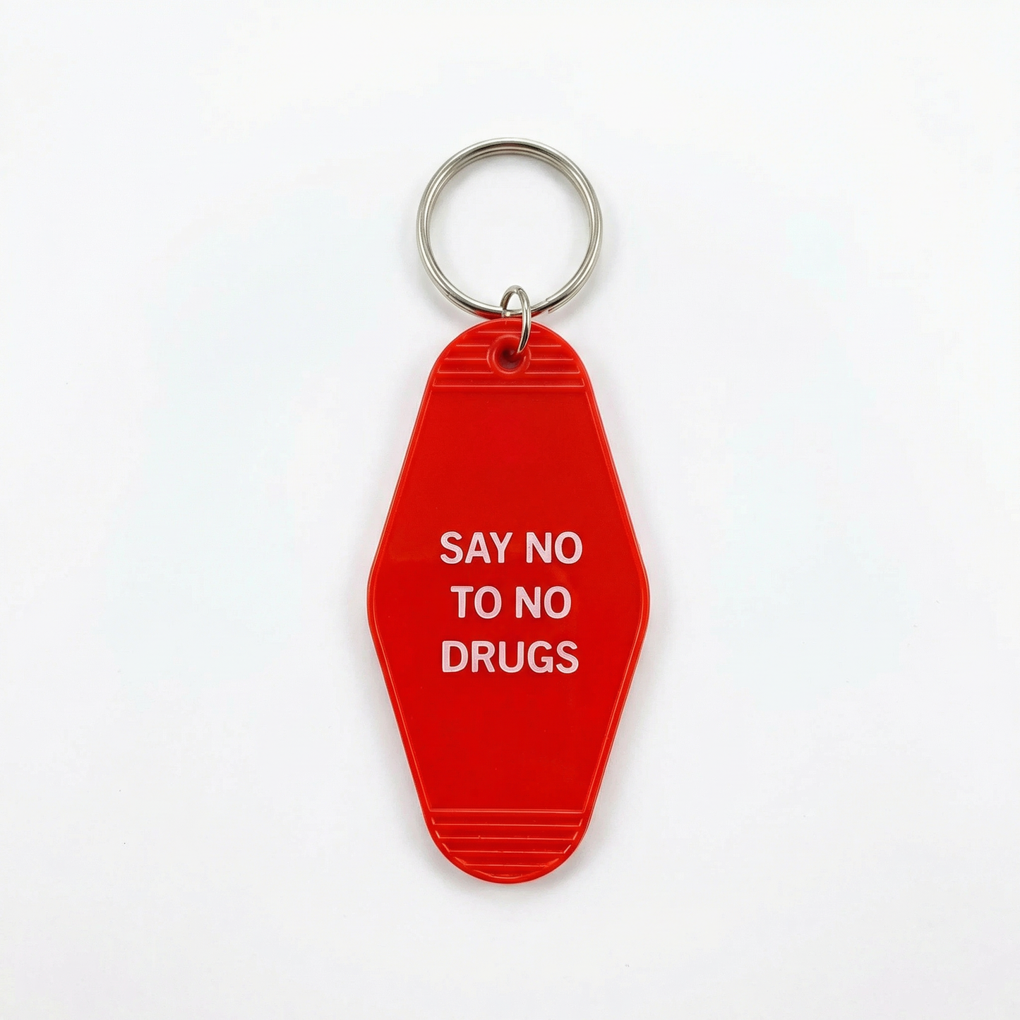 Say No To No Drugs Double Negative Motel Keychain in Red