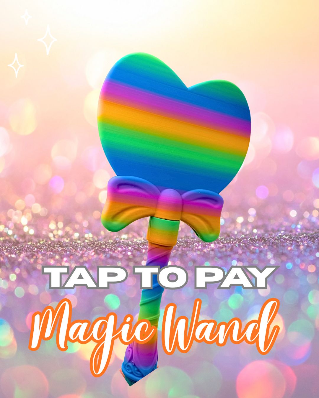 Tap to Pay Heart Wand - 3D Printed Credit Card Holder: Rainbow