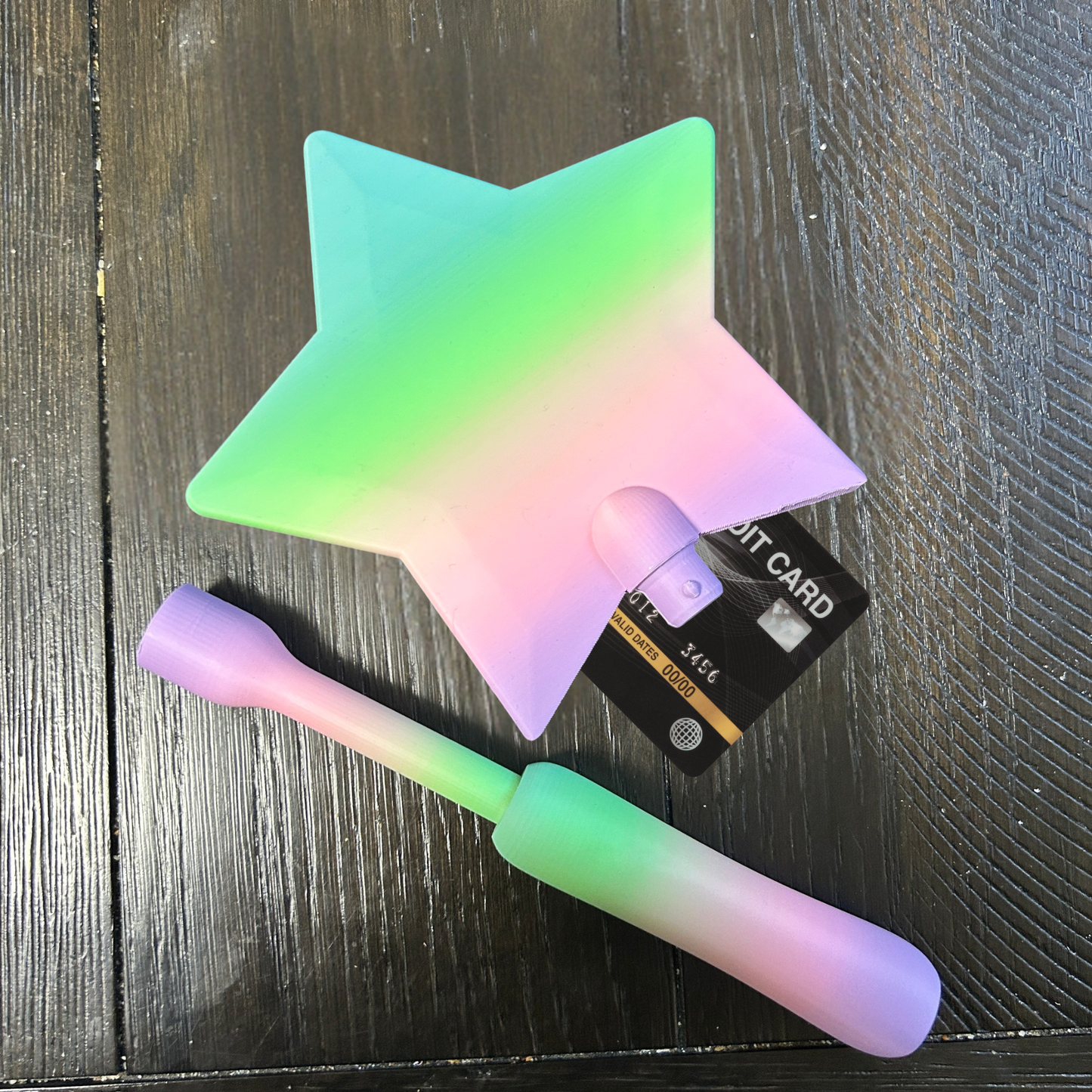 Tap to Pay Magic Star Wand - 3D Printed Credit Card Holder: Rainbow