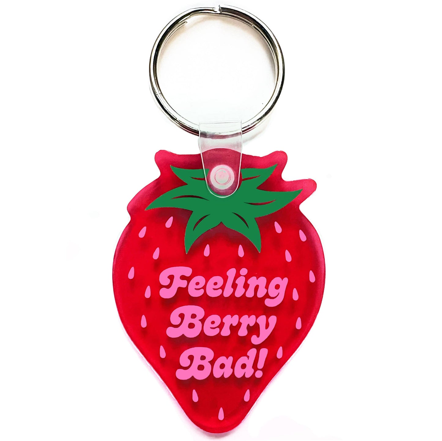 Feeling Berry Bad Cute Strawberry-Shaped Vinyl Keychain