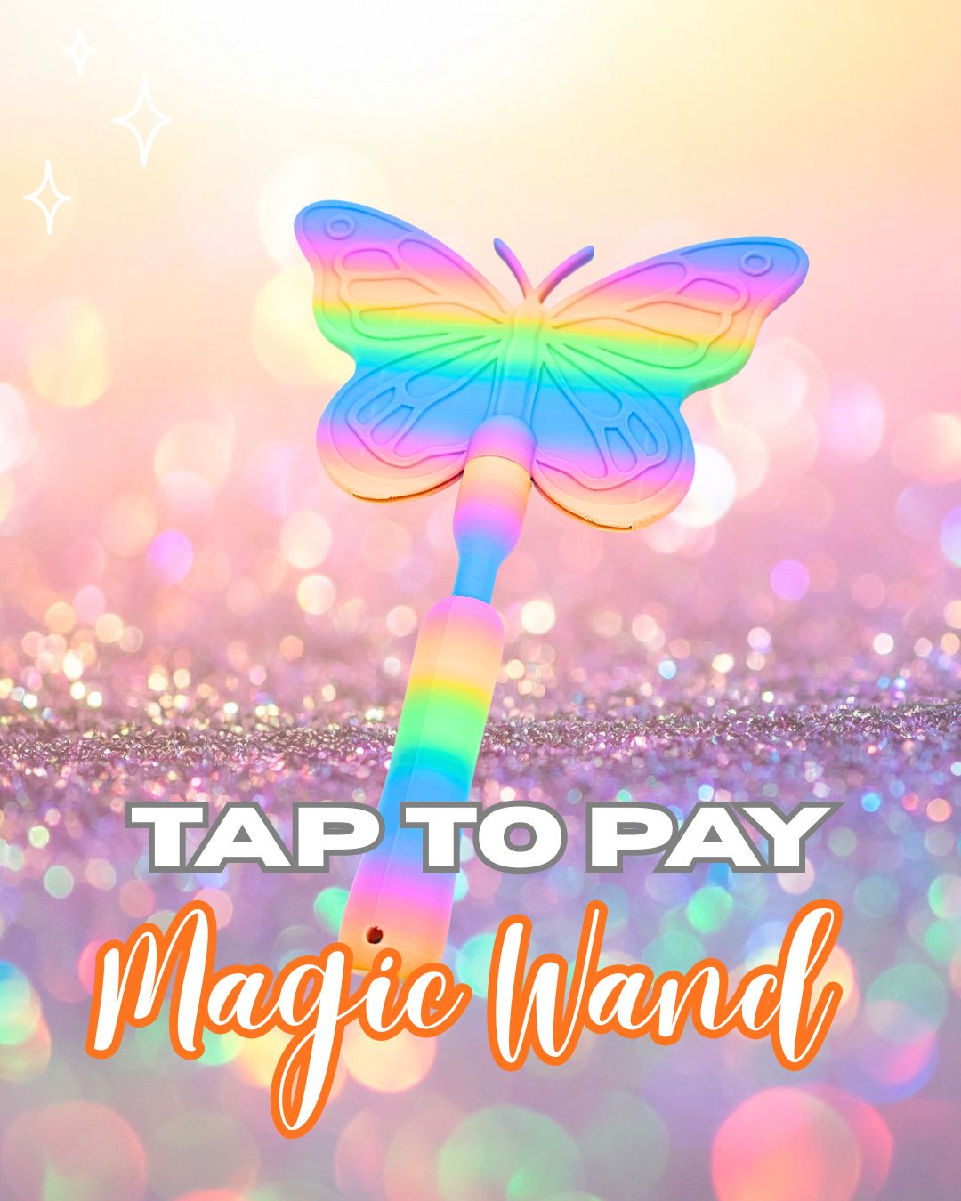Tap to Pay Butterfly Wand - 3D Printed Credit Card Holder: Rainbow