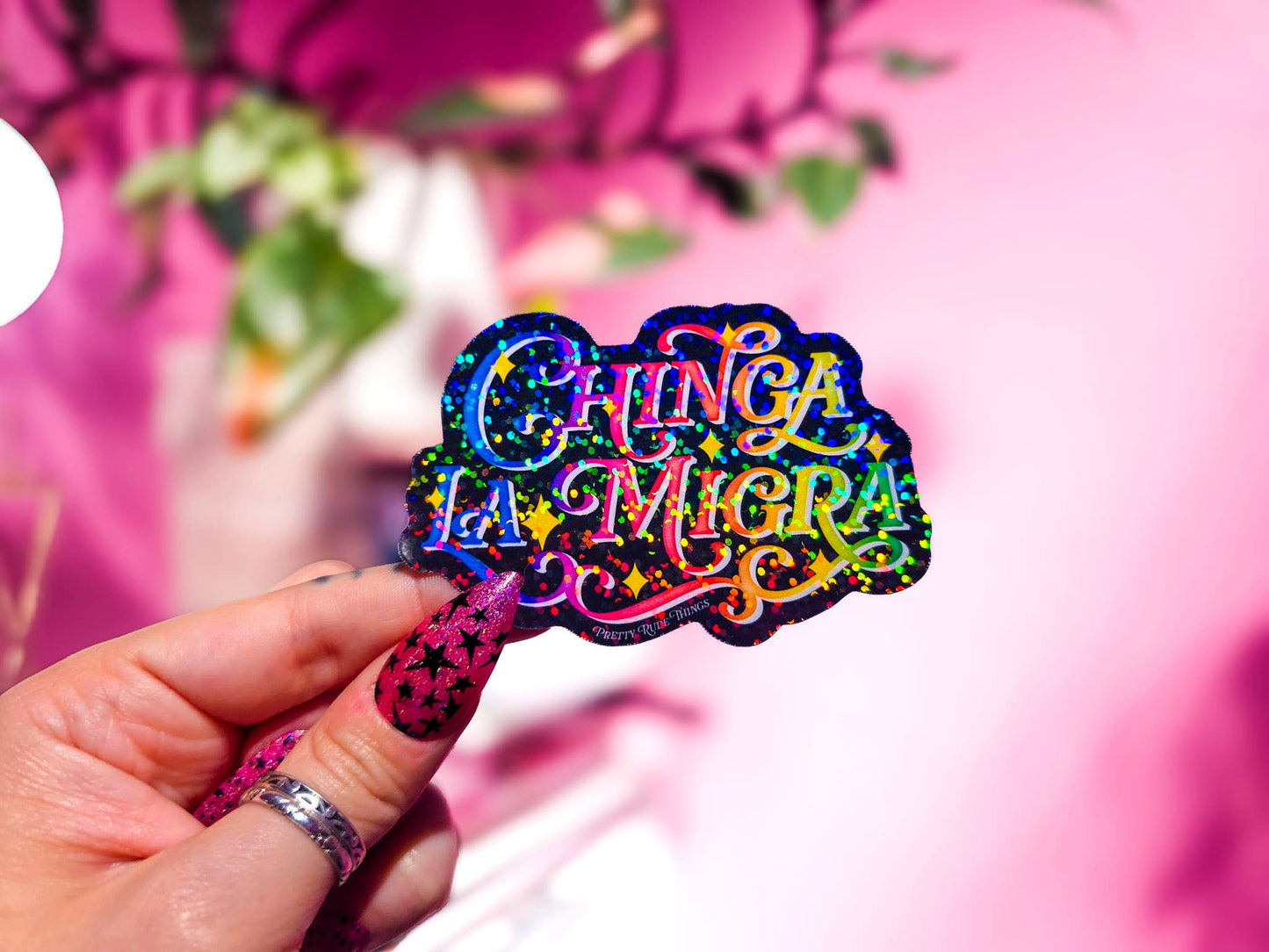 Chinga La Migra, F*ck ICE, Pro Immigration Sticker: White / Dots