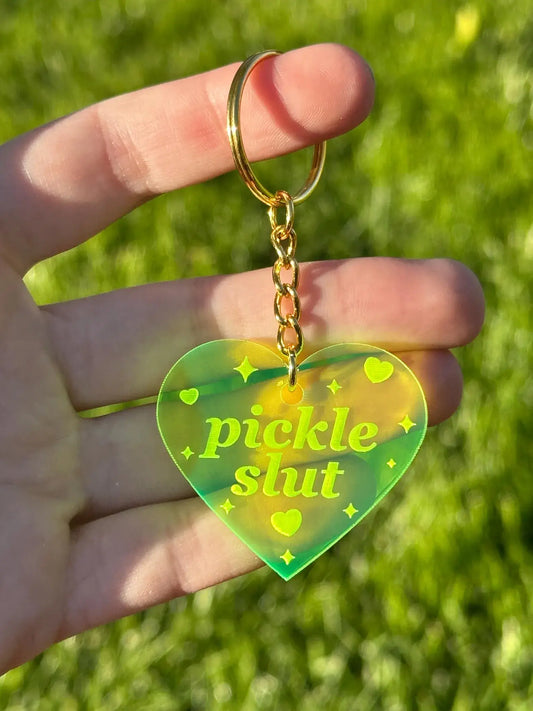 Pickle Slut Neon Green/Yellow Acrylic Keychain