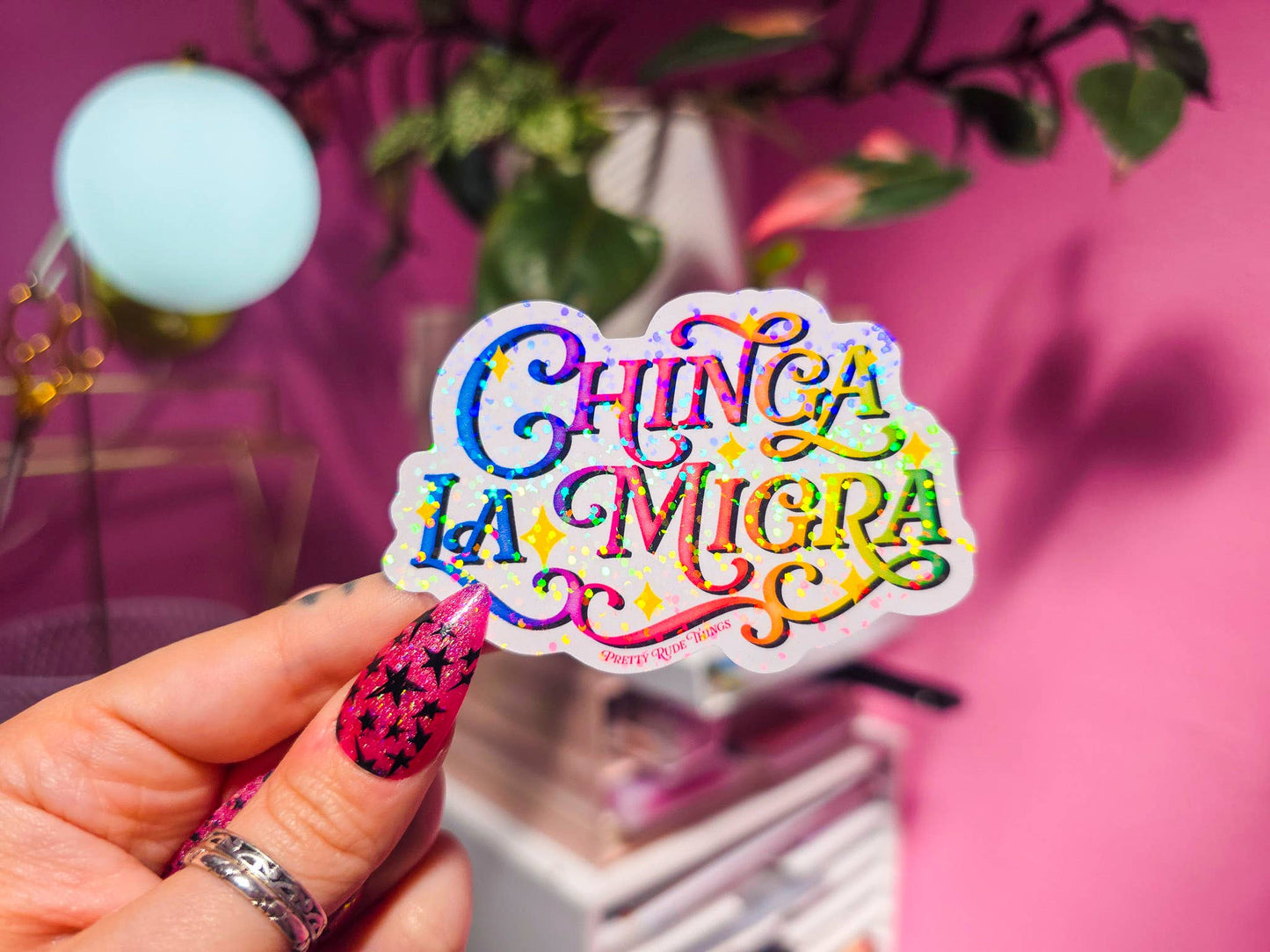 Chinga La Migra, F*ck ICE, Pro Immigration Sticker: White / Dots