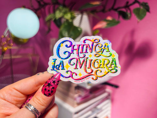 Chinga La Migra, F*ck ICE, Pro Immigration Sticker: White / Dots