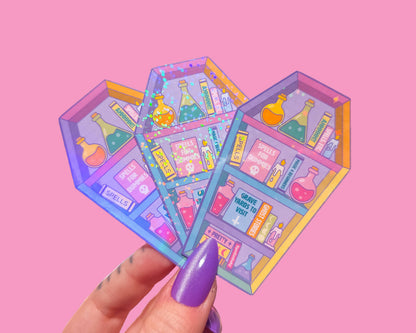 Coffin Bookcase Holographic Halloween Sticker