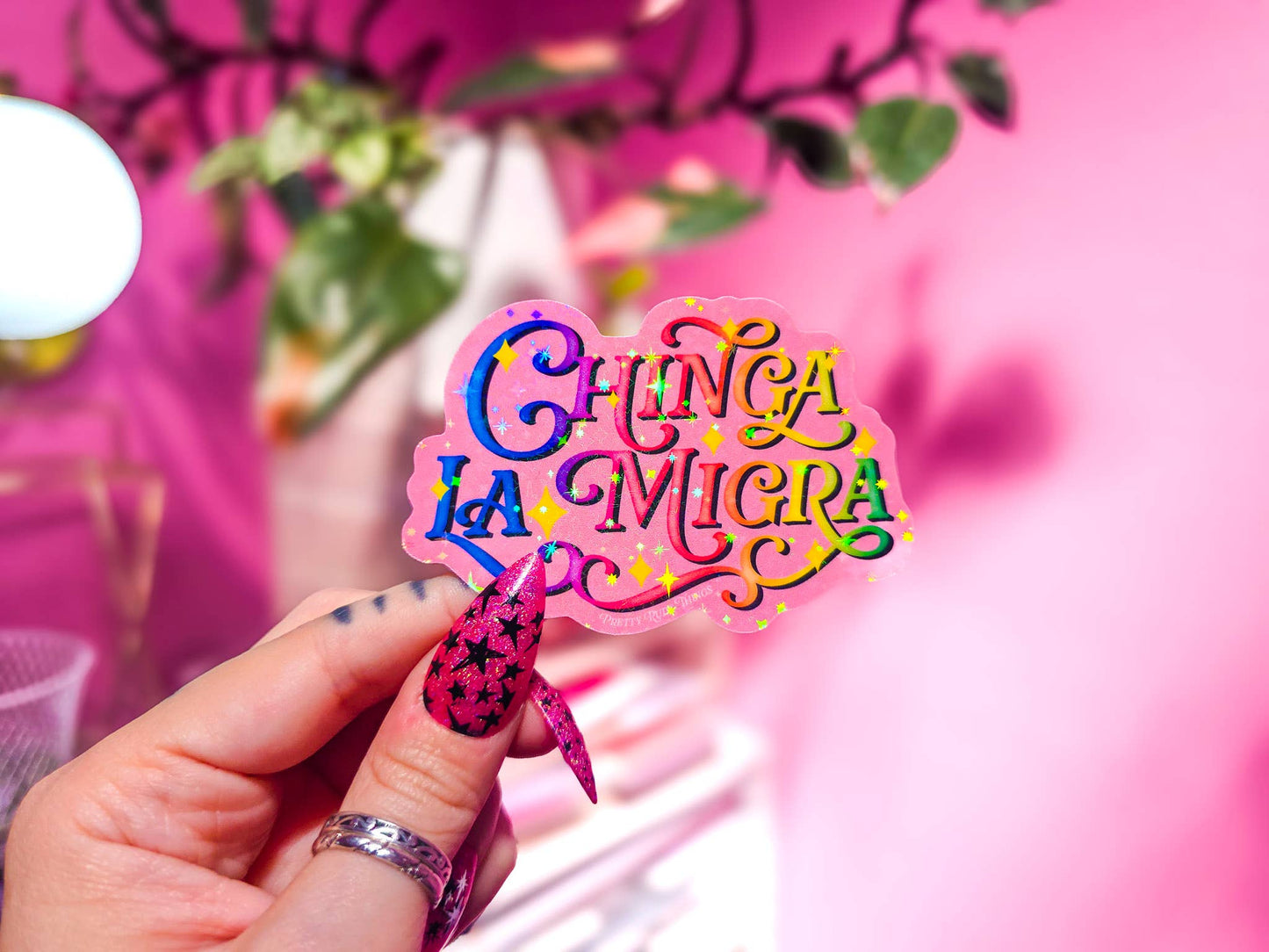 Chinga La Migra, F*ck ICE, Pro Immigration Sticker: White / Dots