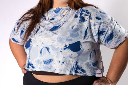 Cool Comfort Drop-Sleeve Tee - Blue swirl