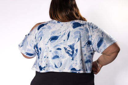 Cool Comfort Drop-Sleeve Tee - Blue swirl