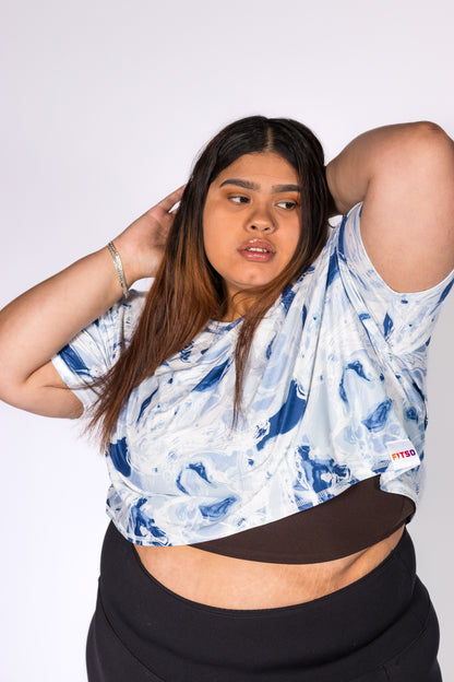 Cool Comfort Drop-Sleeve Tee - Blue swirl