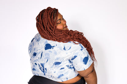Cool Comfort Drop-Sleeve Tee - Blue swirl