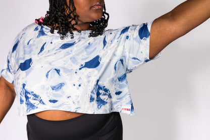Cool Comfort Drop-Sleeve Tee - Blue swirl