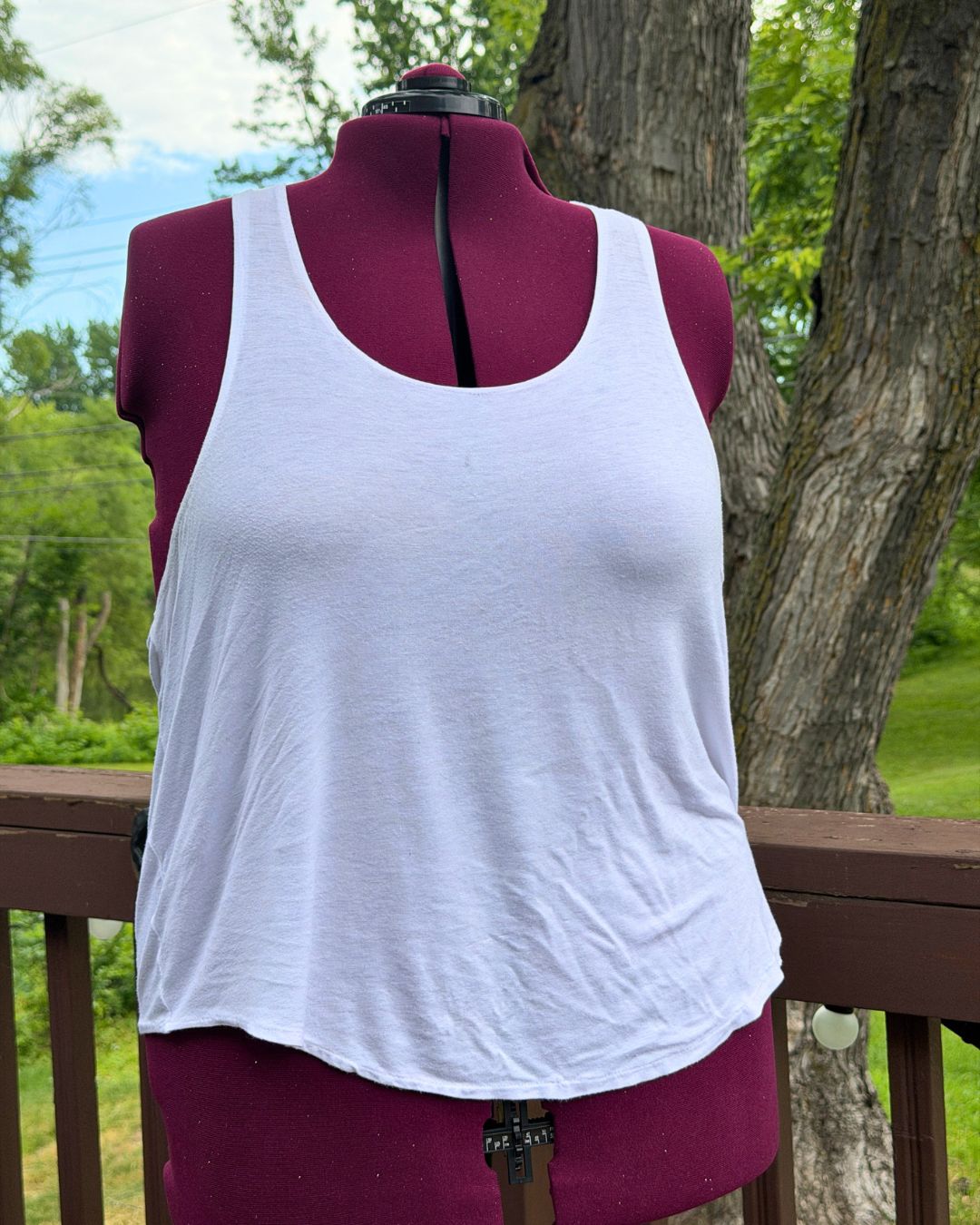 Plus Size white casual racerback tank top 