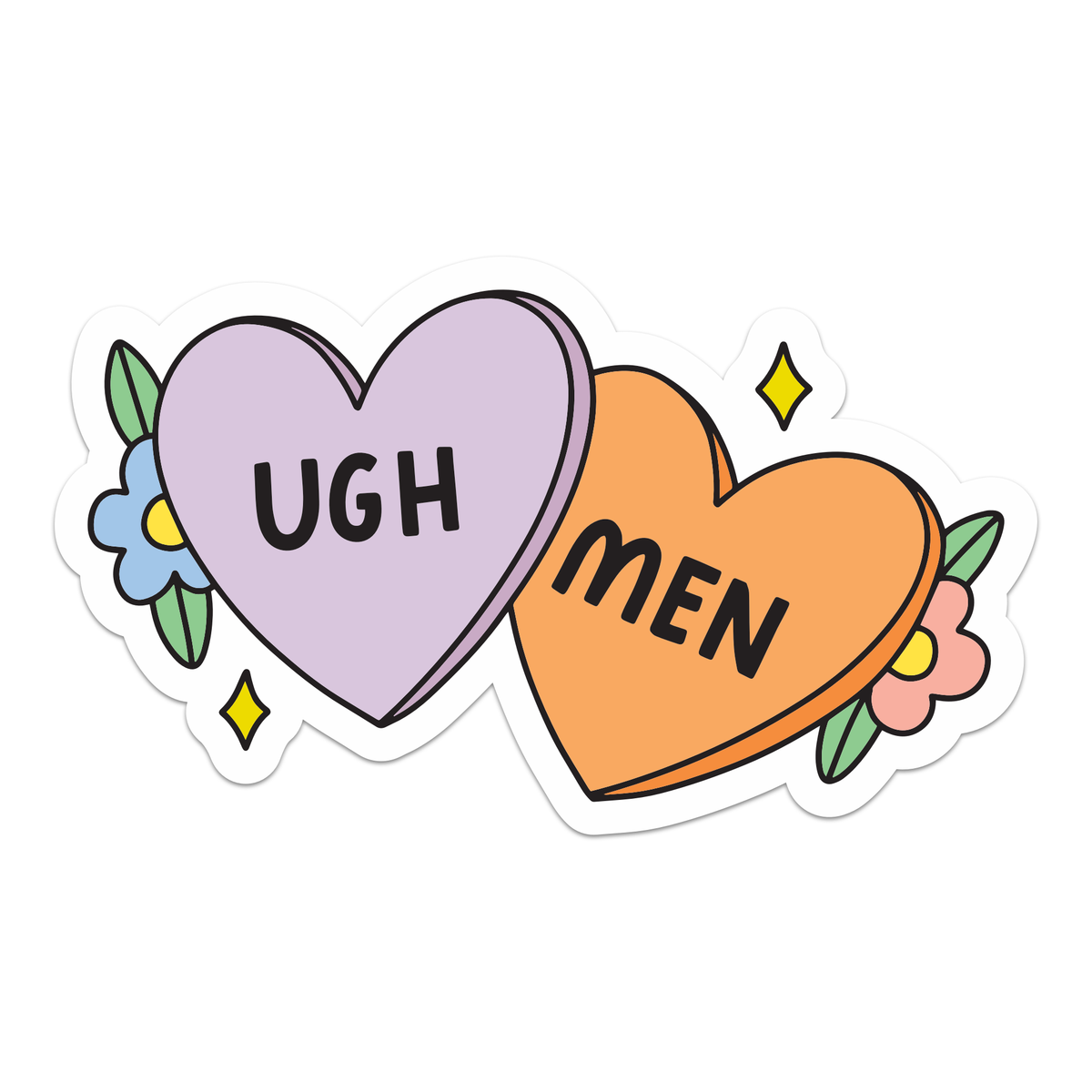 Ugh, Men. Feminist Candy Hearts Vinyl Sticker