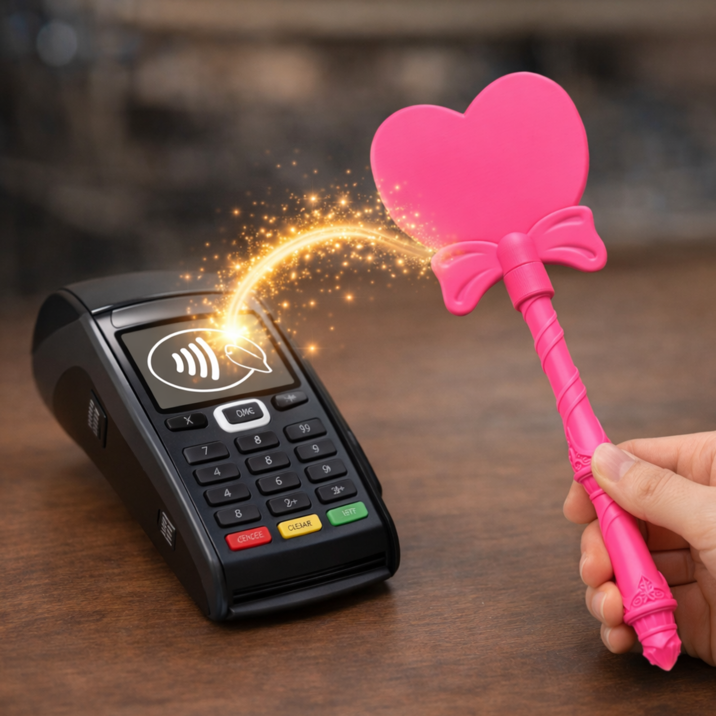 Tap to Pay Heart Wand - 3D Printed Credit Card Holder: Turquoise