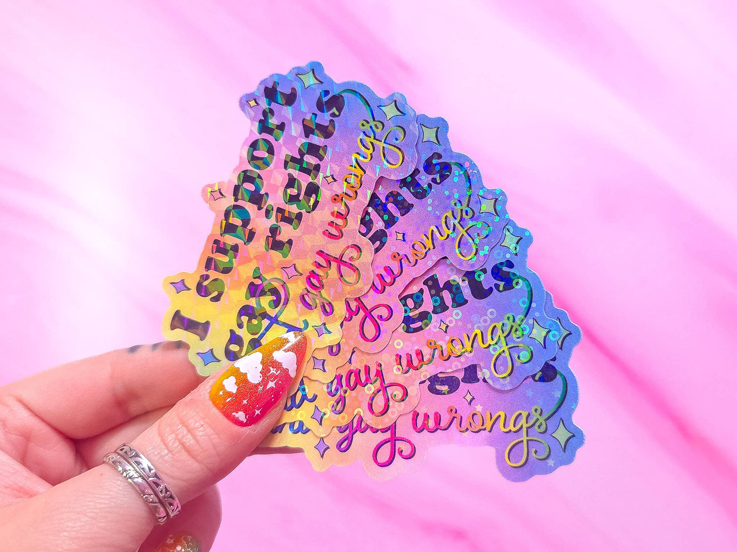 I Support Gay Rights, And Gay Wrongs Sticker, 3.2 x 1.9 in.: Spirals