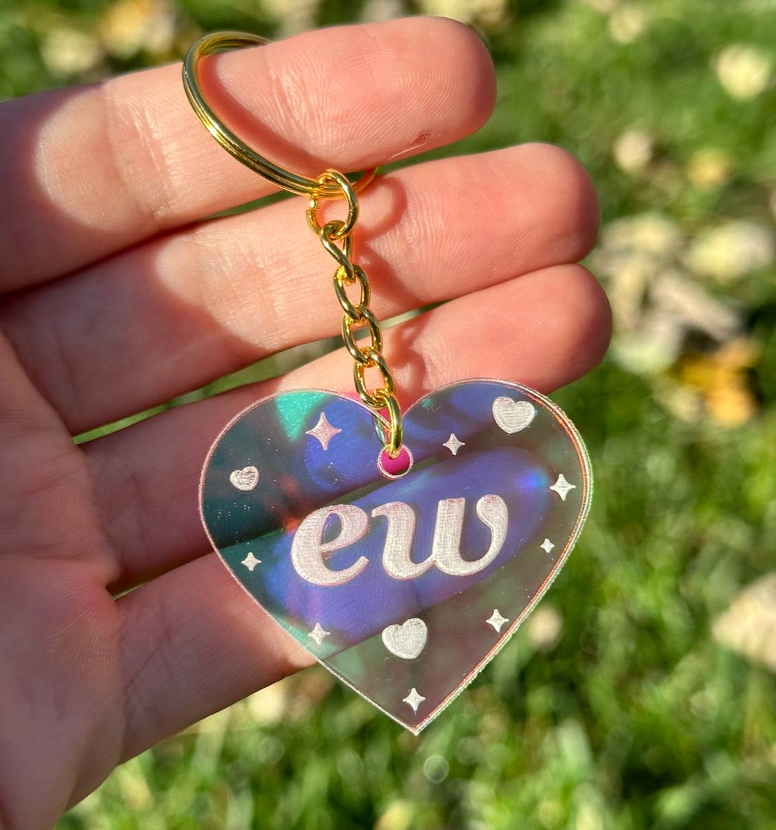 Ew Iridescent Acrylic Keychain