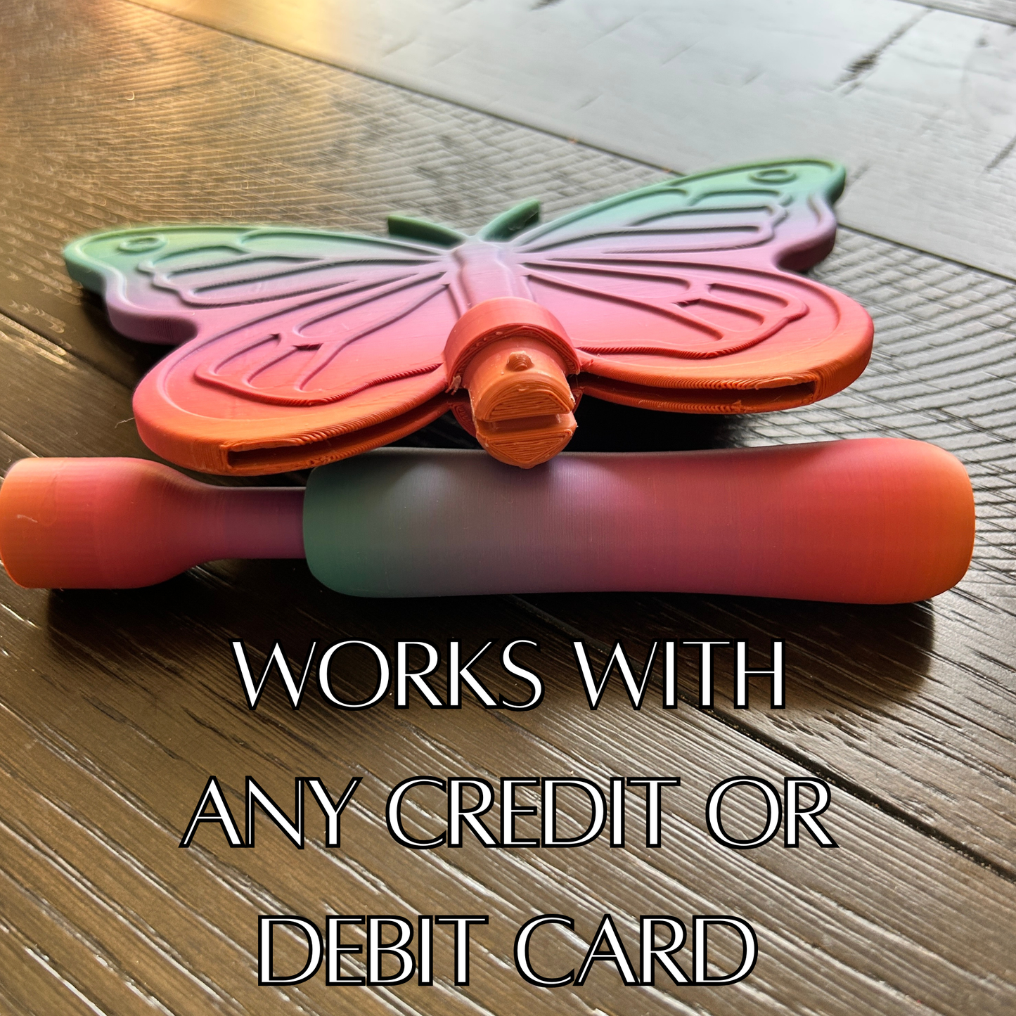 Tap to Pay Butterfly Wand - 3D Printed Credit Card Holder: Rainbow