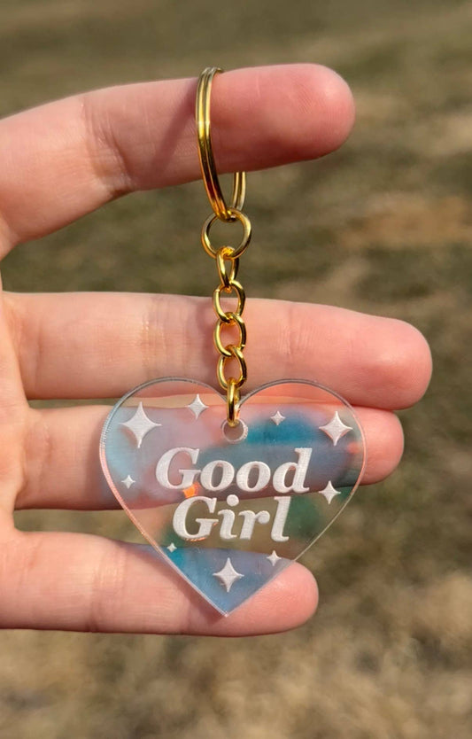Good Girl Iridescent Acrylic Keychain
