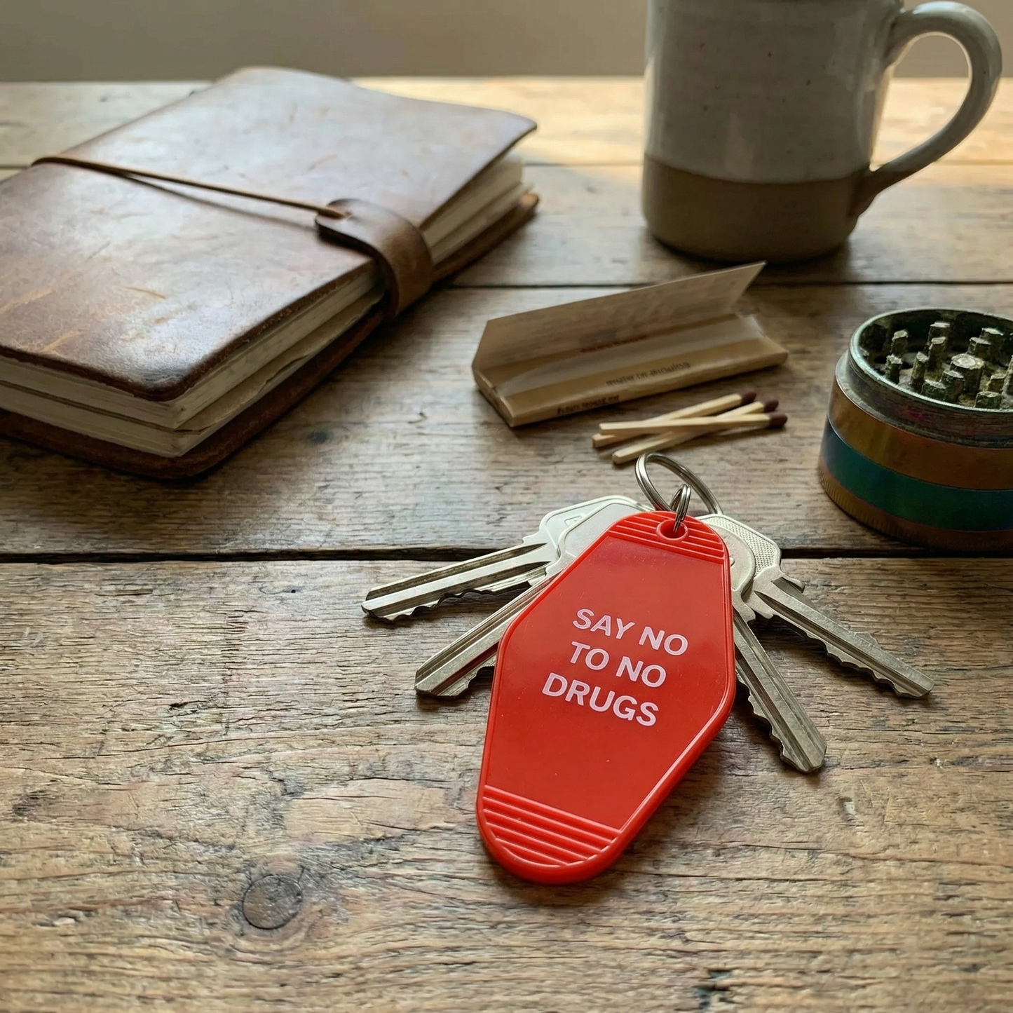 Say No To No Drugs Double Negative Motel Keychain in Red