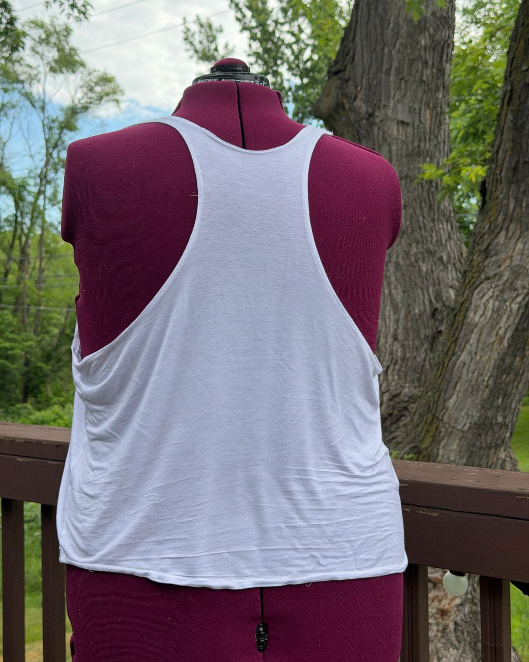 Plus size white casual racerback tank top full back view