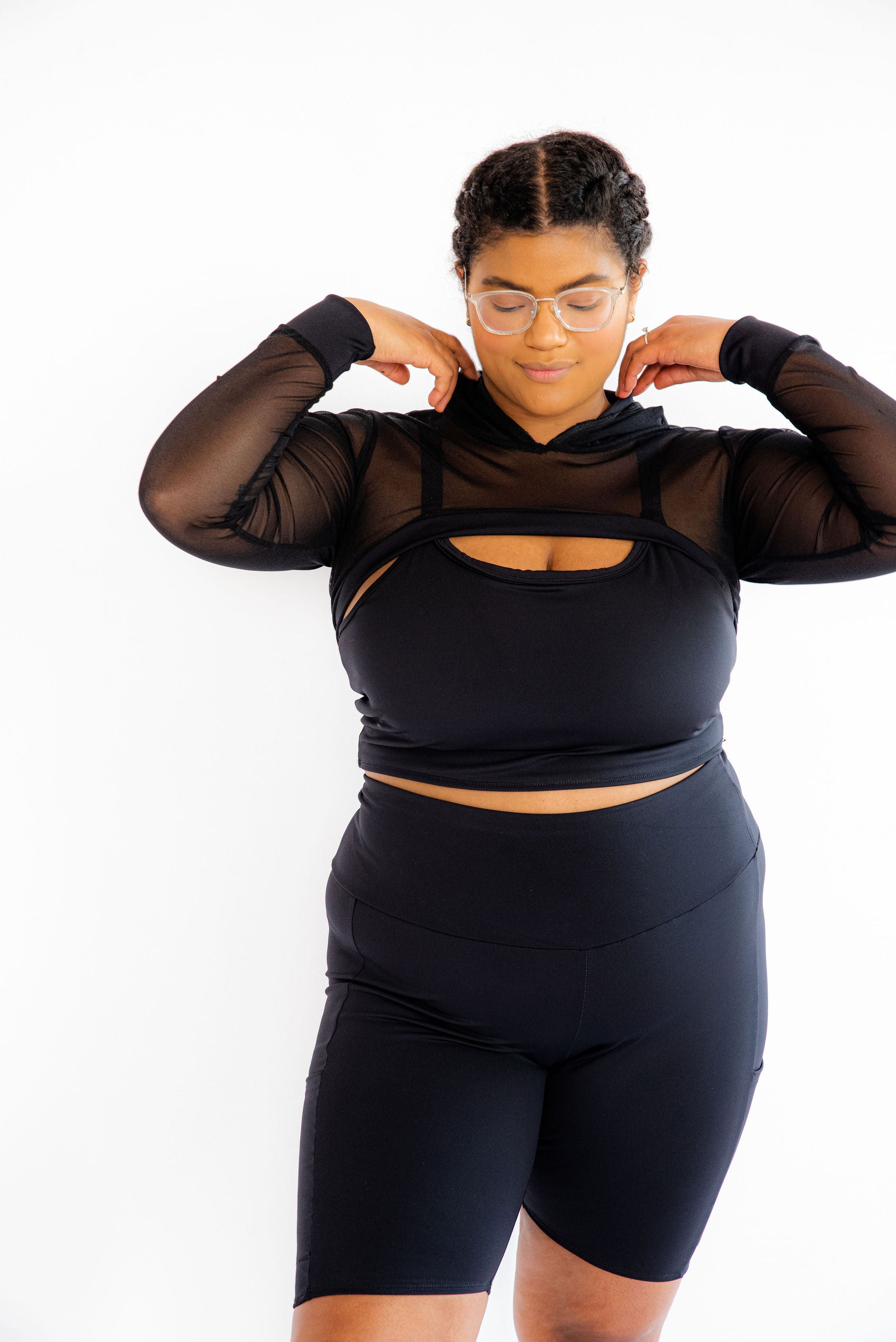 Plus size hoodie crop top hotsell